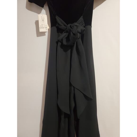 Vtg 90s CDC NWT Velvet Chiffon Tieback Jumpsuit Size 10 Whimsigoth Grunge Black - Picture 5 of 12